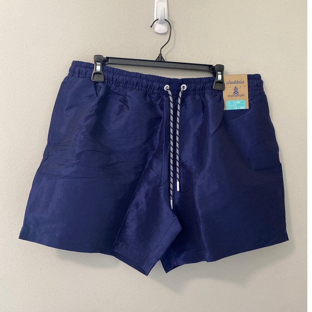 New Chubbies 2-in-1 Lined Swim Trunks Navy 7" Inseam Men's XL